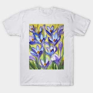 Crocus Flowers Watercolor Painting T-Shirt